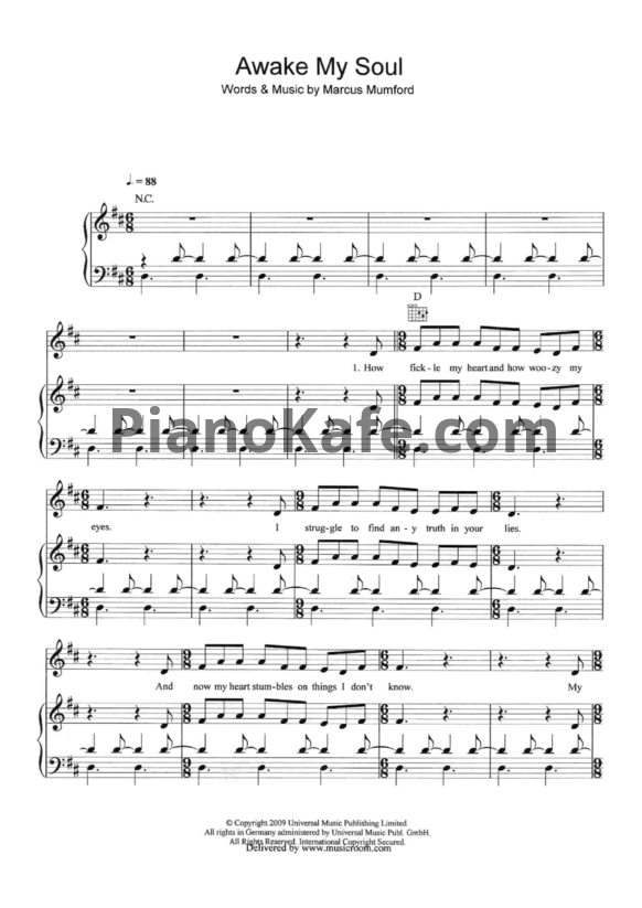 Ноты Mumford & Sons - Awake my soul - PianoKafe.com