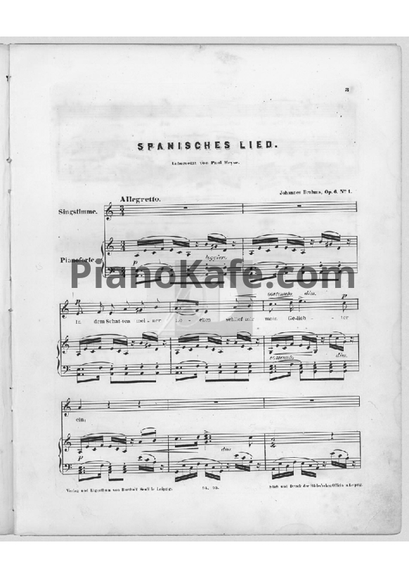 Ноты И. Брамс - 6 песен (Op. 6) - PianoKafe.com