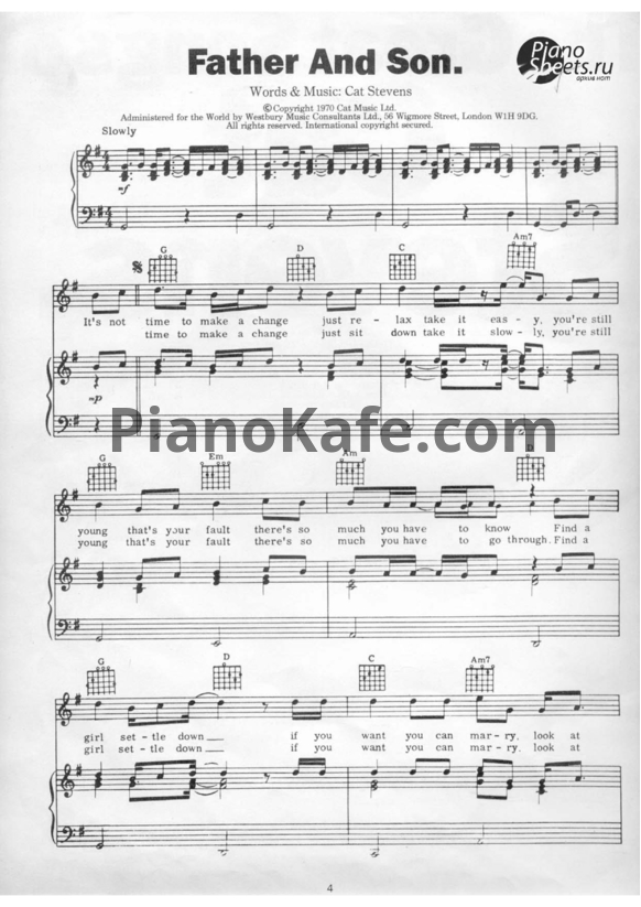 Ноты Cat Stevens - The great song of Cat Stevens (Книга нот) - PianoKafe.com
