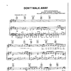 Ноты Michael Jackson - Don't walk away - предпросмотр