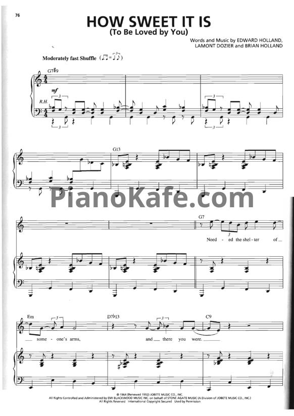 Ноты Michael Buble - How sweet it is (To be loved by you) - PianoKafe.com