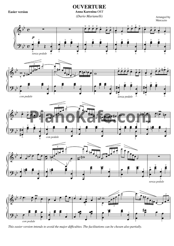 Ноты Dario Marianelli - Overture - PianoKafe.com