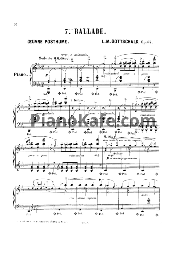 Ноты Луи Моро Готшалк - Баллада №7 (Op. 87) - PianoKafe.com