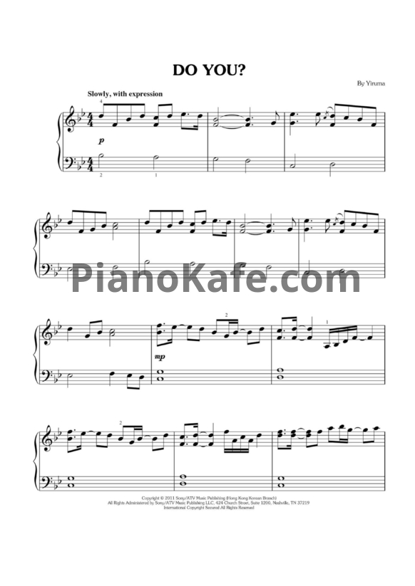 Ноты Yiruma - Do you? (Версия 2) - PianoKafe.com