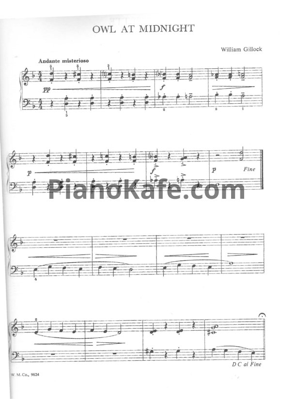 Ноты William Gillock - Owl at midnight - PianoKafe.com