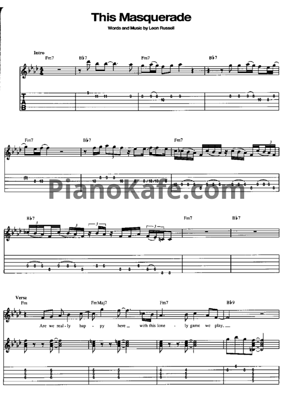Ноты George Benson - This masquerade - PianoKafe.com