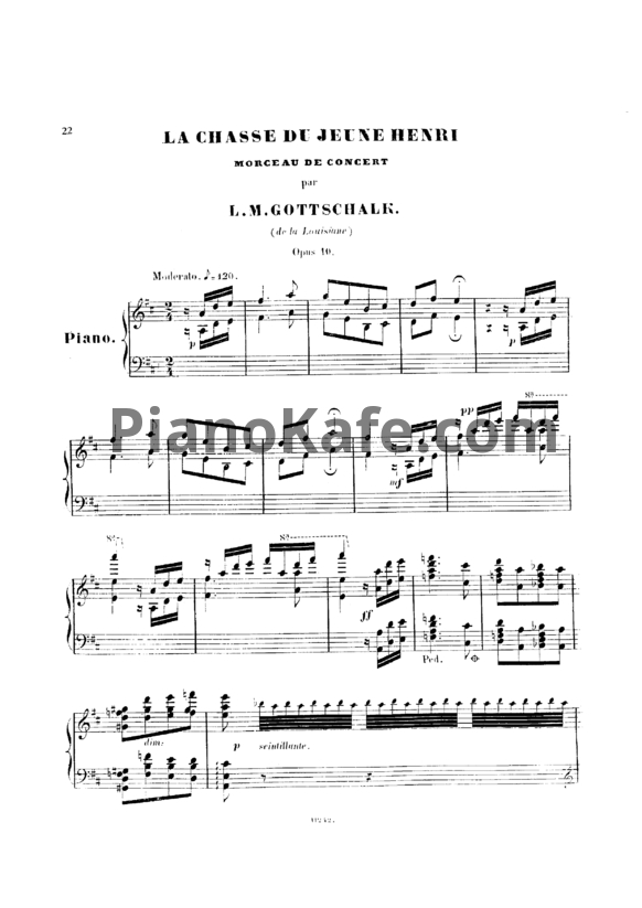 Ноты Луи Моро Готшалк - La chasse du Jeune Henri (Op. 10) - PianoKafe.com