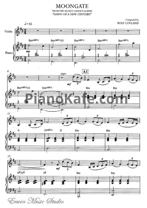 Ноты Secret Garden - Moongate (для пианино и скрипки) - PianoKafe.com