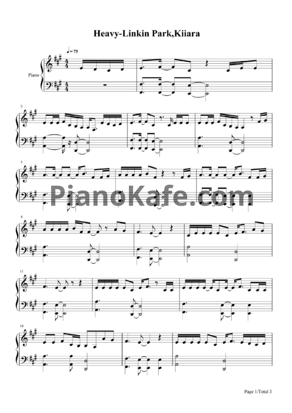 Ноты Linkin Park feat. Kiiara - Heavy - PianoKafe.com