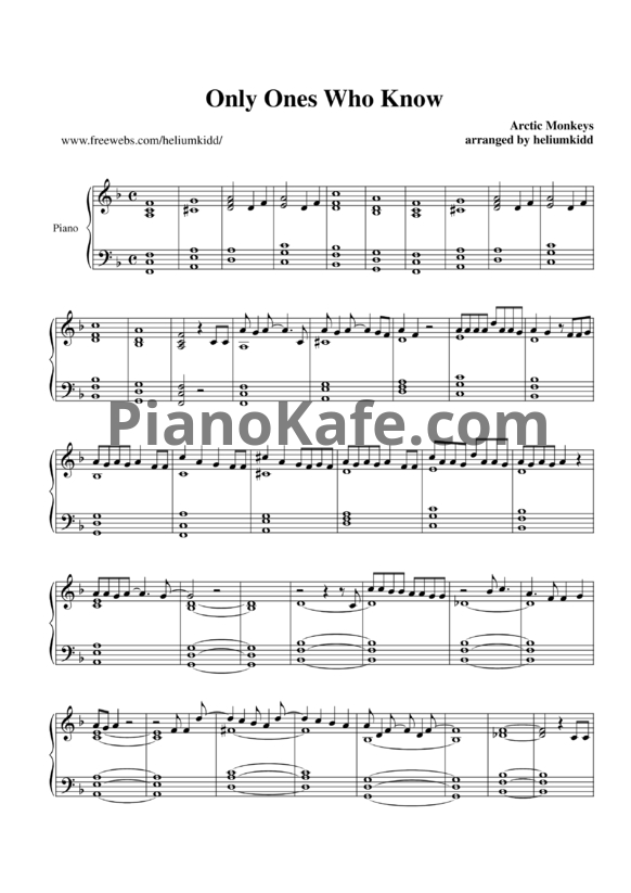Ноты Arctic Monkeys - Only ones who know - PianoKafe.com