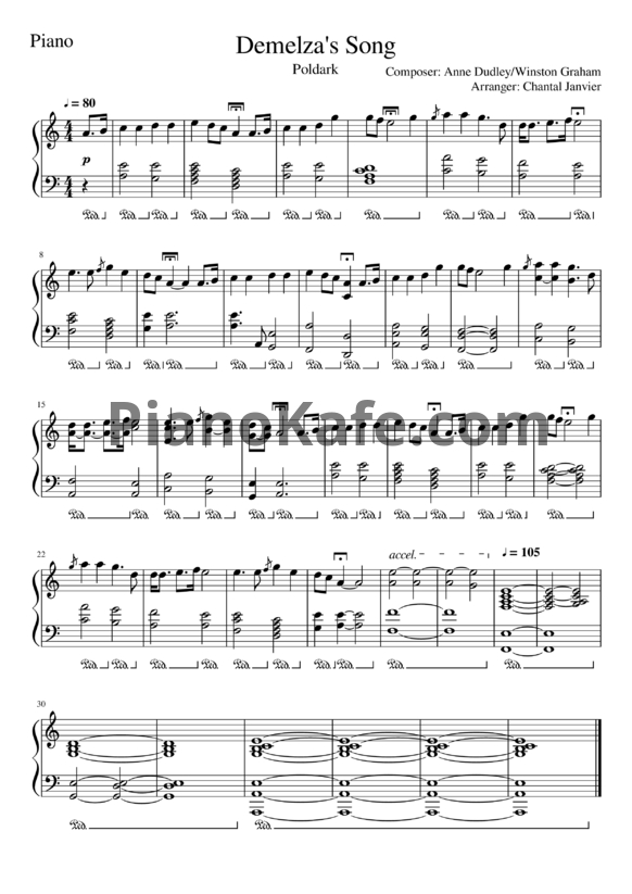 Ноты Anne Dudley, Winston Graham - Demelza's song - PianoKafe.com