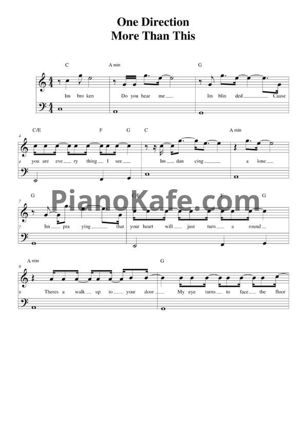 Ноты One Direction - More than this - PianoKafe.com