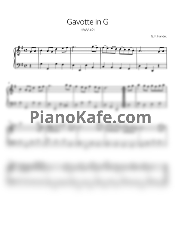 Ноты Георг Гендель - Гавот соль мажор - PianoKafe.com