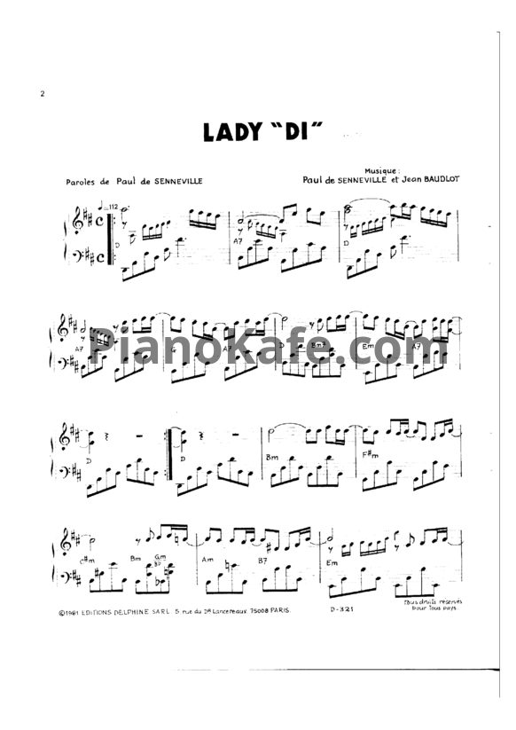 Ноты Paul de Senneville - Lady "Di" - PianoKafe.com