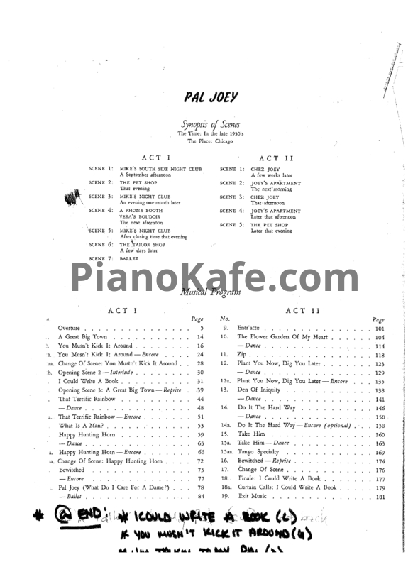 Ноты Richard Rodgers - Pal Joey (Книга нот) - PianoKafe.com