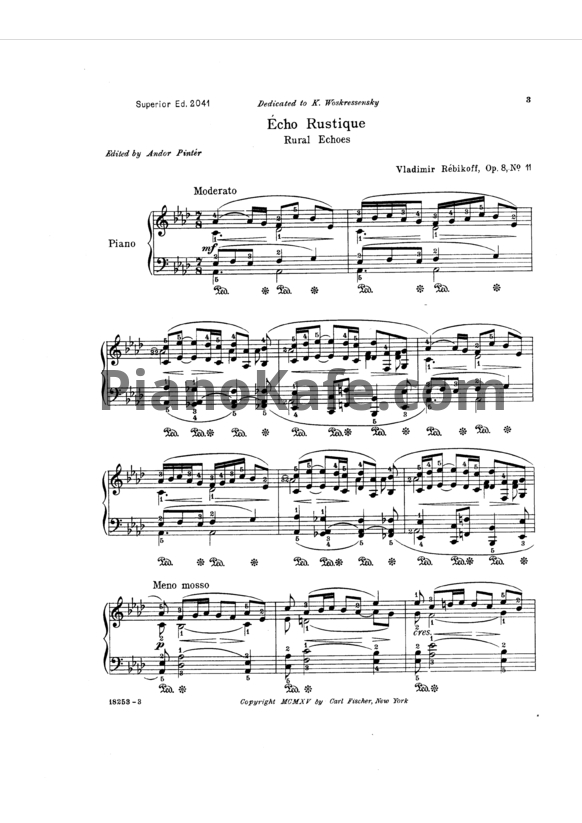 Ноты Владимир Ребиков - Отголоски деревни (Op. 8, №11) - PianoKafe.com