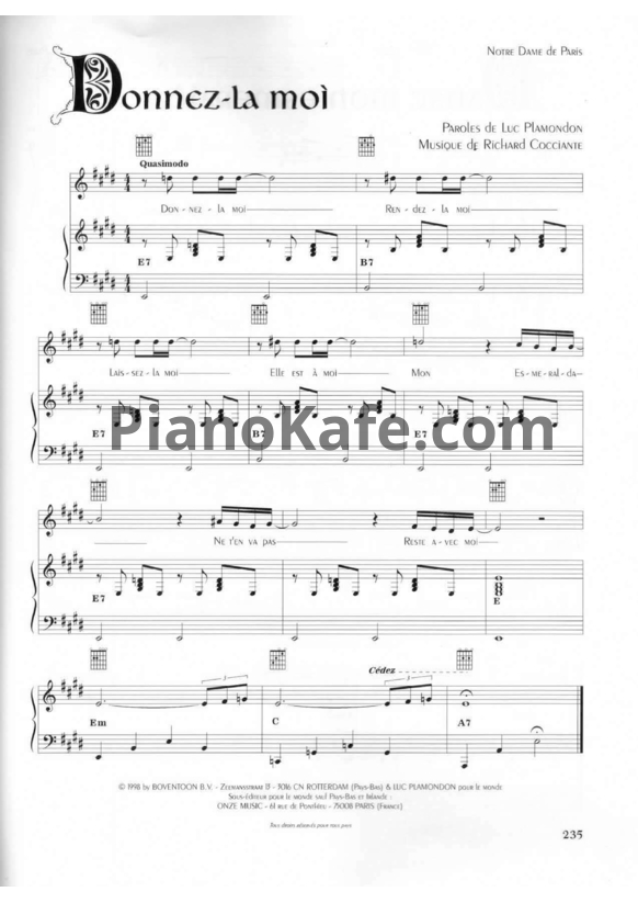 Ноты Riccardo Cocciante - Donnez-la moi - PianoKafe.com