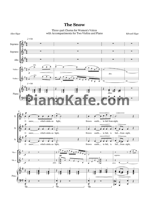 Ноты Эдуард Элгар - Снег (Op. 26, №1, Партитура) - PianoKafe.com