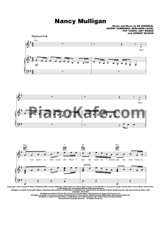 Ноты Ed Sheeran - Nancy Mulligan - PianoKafe.com