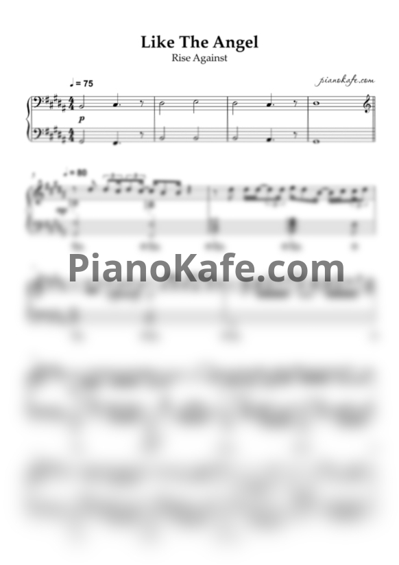 Ноты Rise Against - Like the angel - PianoKafe.com