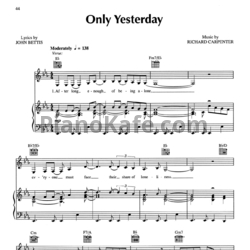 Ноты The Carpenters - Only yesterday - предпросмотр