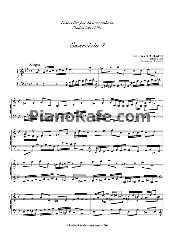 Ноты Д. Скарлатти - Соната K4 - PianoKafe.com