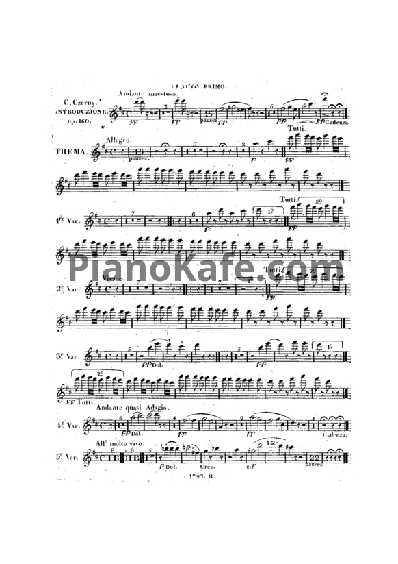 Ноты Карл Черни - Интродукция, вариации и полонез-сюр-ла-каватин, "Tu vedrai la sventurata", Op. 160 - PianoKafe.com