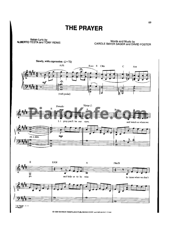 Ноты Josh Groban feat. Charlotte Church - The prayer - PianoKafe.com