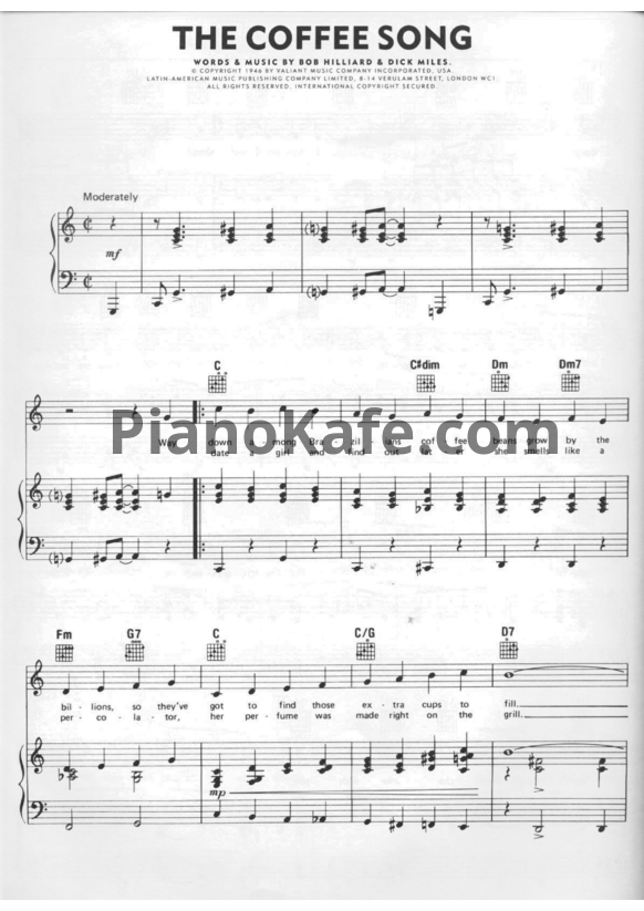Ноты Frank Sinatra - The coffee song - PianoKafe.com