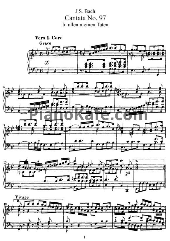 Ноты И. Бах - Кантата №97 "In allen meinen taten" (BWV 97) - PianoKafe.com