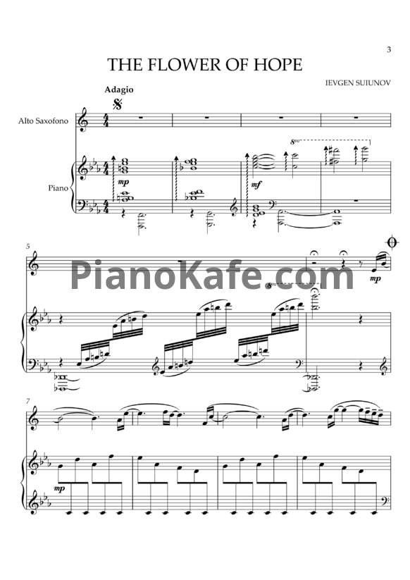 Ноты Ievgen Suiunov - The flower of hope for Piano and Alto Saxophone - PianoKafe.com