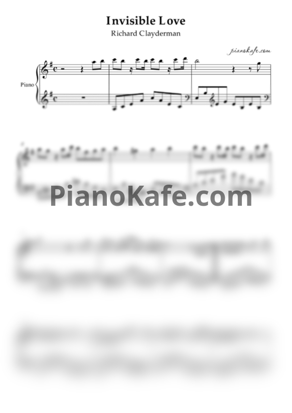 Ноты Richard Clayderman - Invisible love - PianoKafe.com