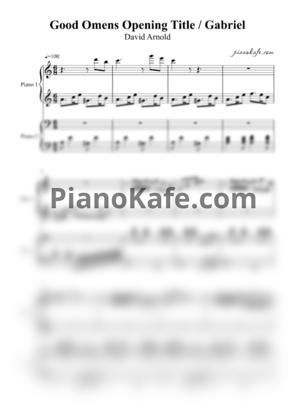 Ноты David Arnold - Good Omens Opening Title / Gabriel (Попурри для 2 фортепиано) - PianoKafe.com
