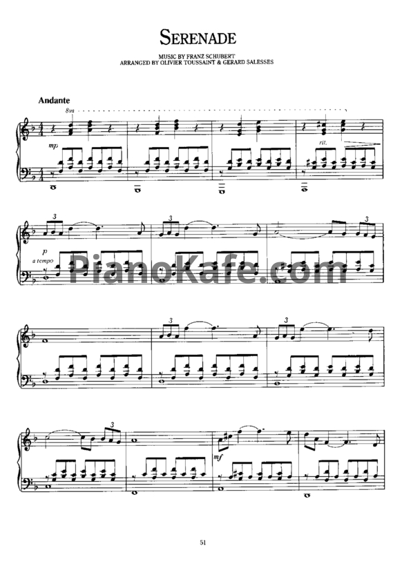 Ноты Richard Clayderman - Serenade - PianoKafe.com