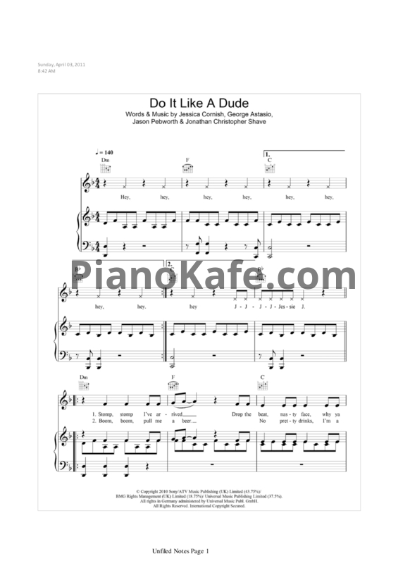 Ноты Jessie J - Do it like a dude - PianoKafe.com