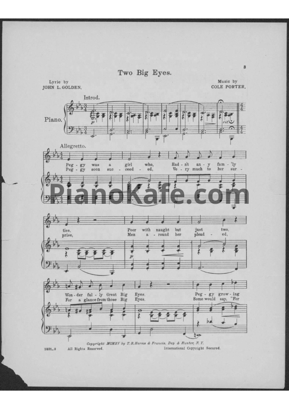 Ноты Cole Porter - Two big eyes - PianoKafe.com