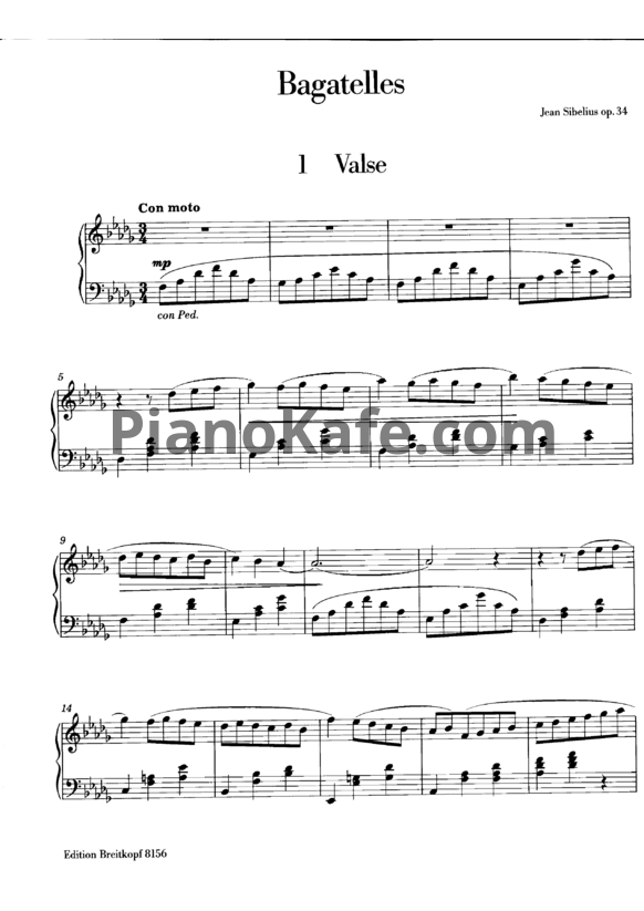 Ноты Ян Сибелиус - 10 багателей для фортепиано (Op. 34) - PianoKafe.com
