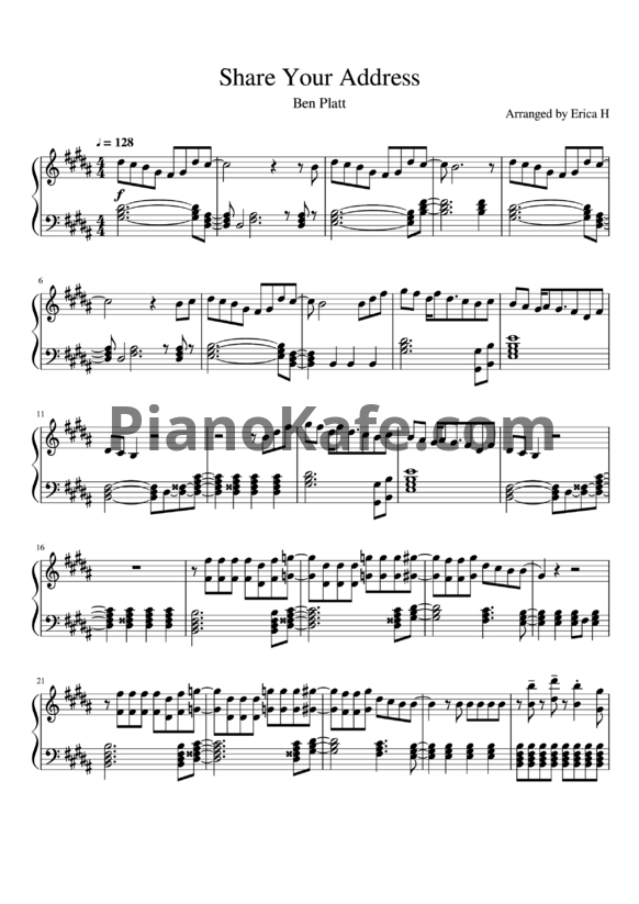 Ноты Ben Platt - Share your address - PianoKafe.com