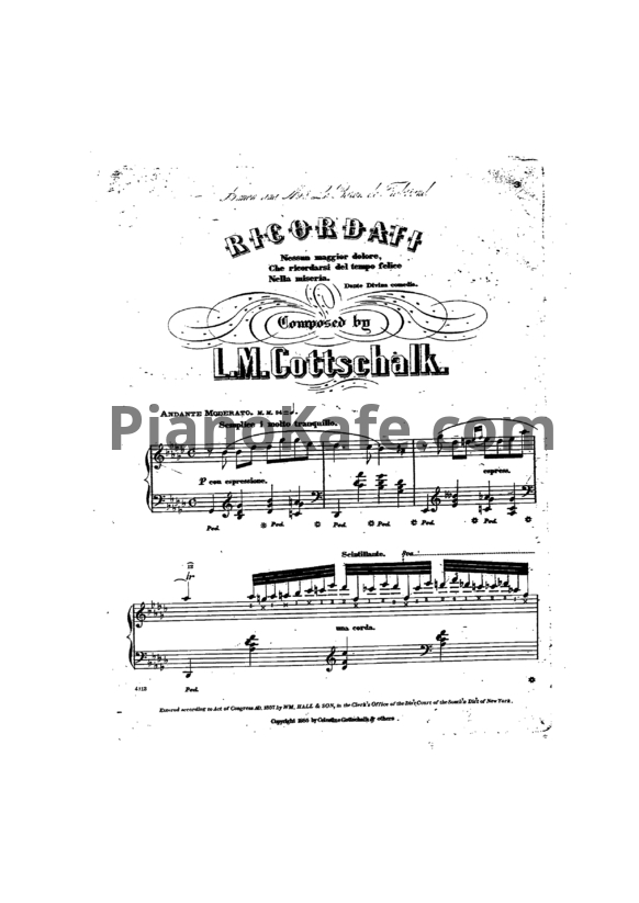Ноты Луи Моро Готшалк - Ricordati (Op. 26) - PianoKafe.com