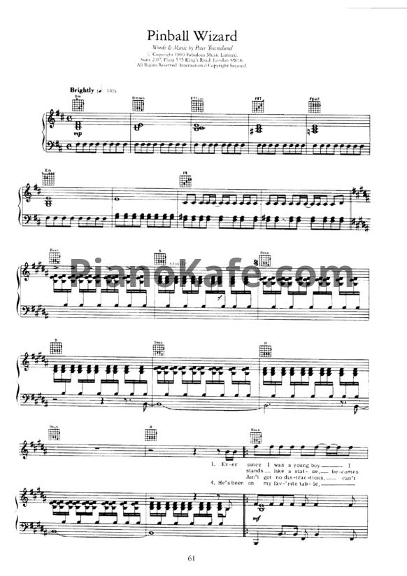 Ноты Elton John - Pinball wizard - PianoKafe.com