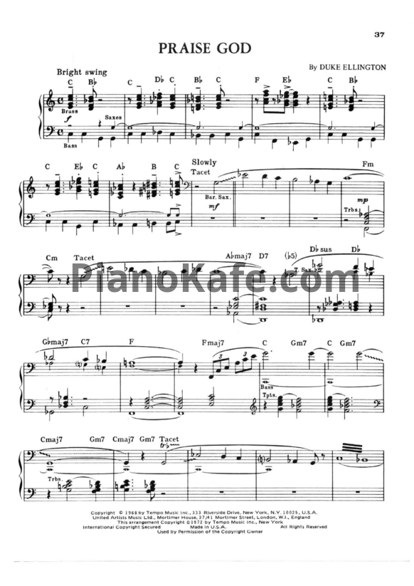 Ноты Duke Ellington - Praise god - PianoKafe.com