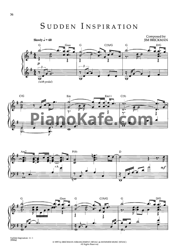 Ноты Jim Brickman - Sudden inspiration - PianoKafe.com