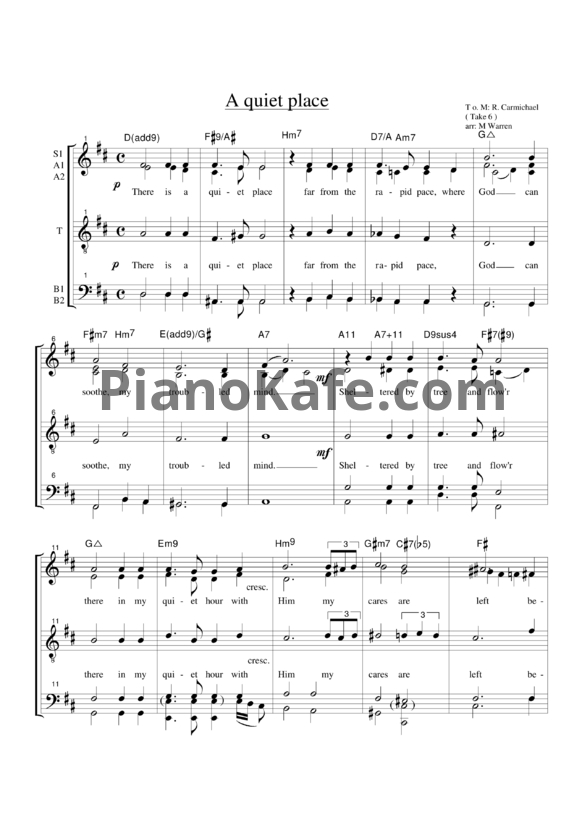 Ноты Take 6 - A quiet place - PianoKafe.com