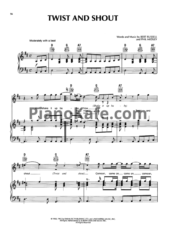Ноты The Beatles - Twist and shout - PianoKafe.com
