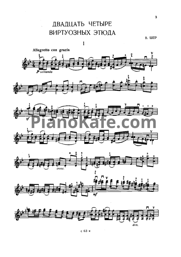 Ноты В. Шер - 24 виртуозных этюда для скрипки соло - PianoKafe.com