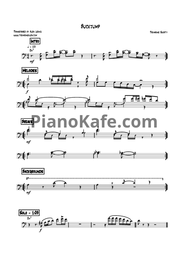 Ноты Trombone Shorty - Buckjump - PianoKafe.com