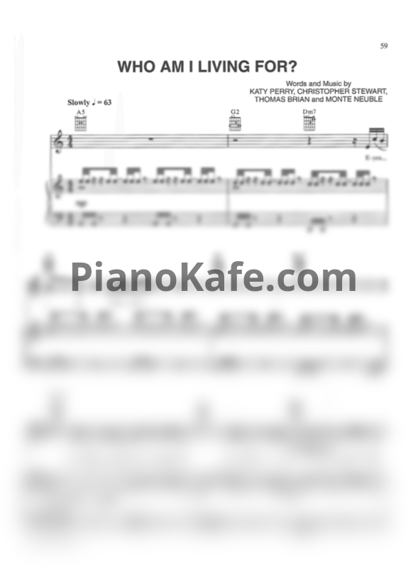 Ноты Katy Perry - Who Am I living for? - PianoKafe.com