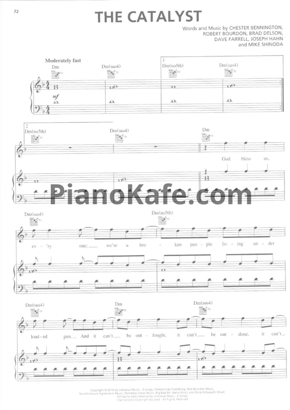 Ноты Linkin Park - The catalyst (Версия 2) - PianoKafe.com
