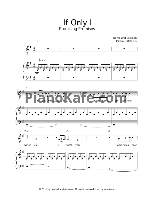 Ноты Jon McLaughlin - Maybe it's over - PianoKafe.com