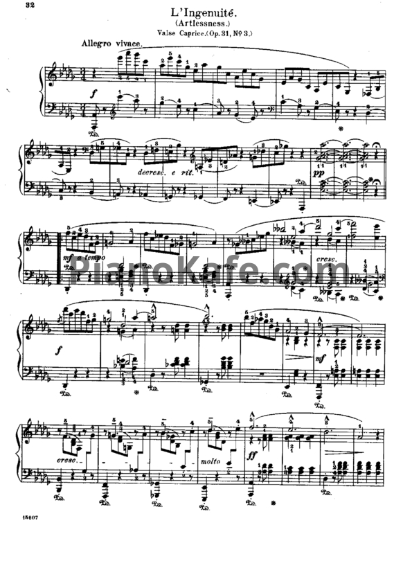 Ноты А. Йенсен - Вальс-каприс "L’Ingenuité" (Op. 31, №3) - PianoKafe.com